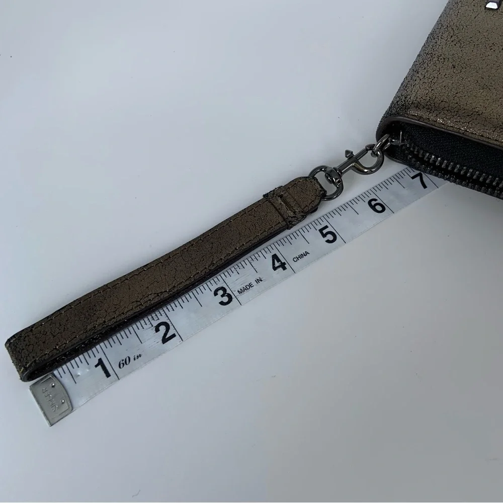 Rebecca Minkoff Regan Universal Wristlet Gold Crackle W/phone holder Metallic